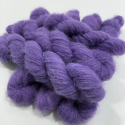 Suri Alpaca Silk Hand Dyed Mohair Alternative Sensitive Skin Option Purple Knit Lace Yarn Halo Tonal Unique Soft One Of A Kind Crochet Wool