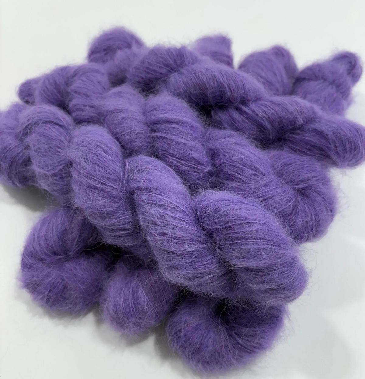 Suri Alpaca Silk Hand Dyed Mohair Alternative Sensitive Skin Option Purple Knit Lace Yarn Halo Tonal Unique Soft One Of A Kind Crochet Wool