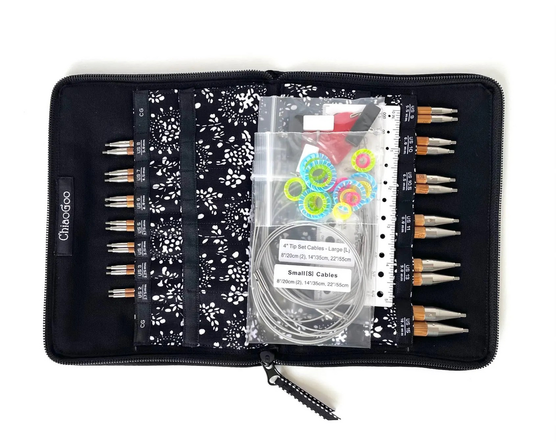Bamboo Knitting Needle Chiaogoo SPIN 4" 10 cm Short Wooden Knitting Needle Set Interchangeable Circular Wood Needle US 2 3 4 5 6 7 8 9 10 11 13 15