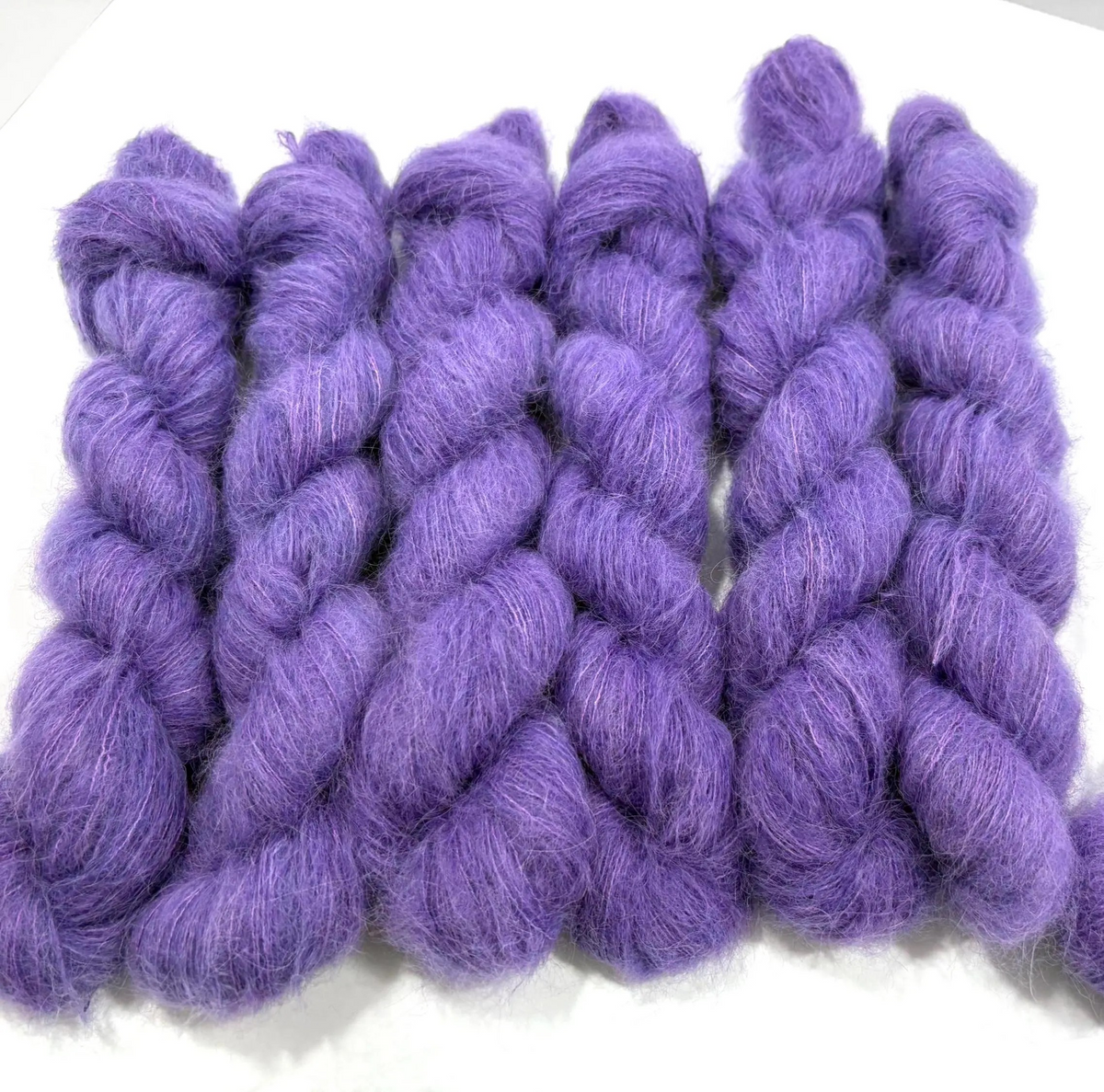 Suri Alpaca Silk Hand Dyed Mohair Alternative Sensitive Skin Option Purple Knit Lace Yarn Halo Tonal Unique Soft One Of A Kind Crochet Wool