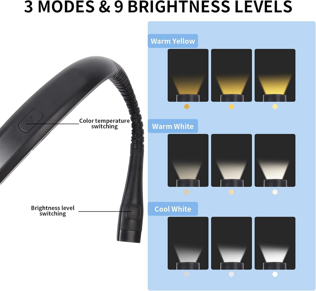 Neck Light Knitting Crochet 3 color adjustable brightness rechargeable LED Lamp