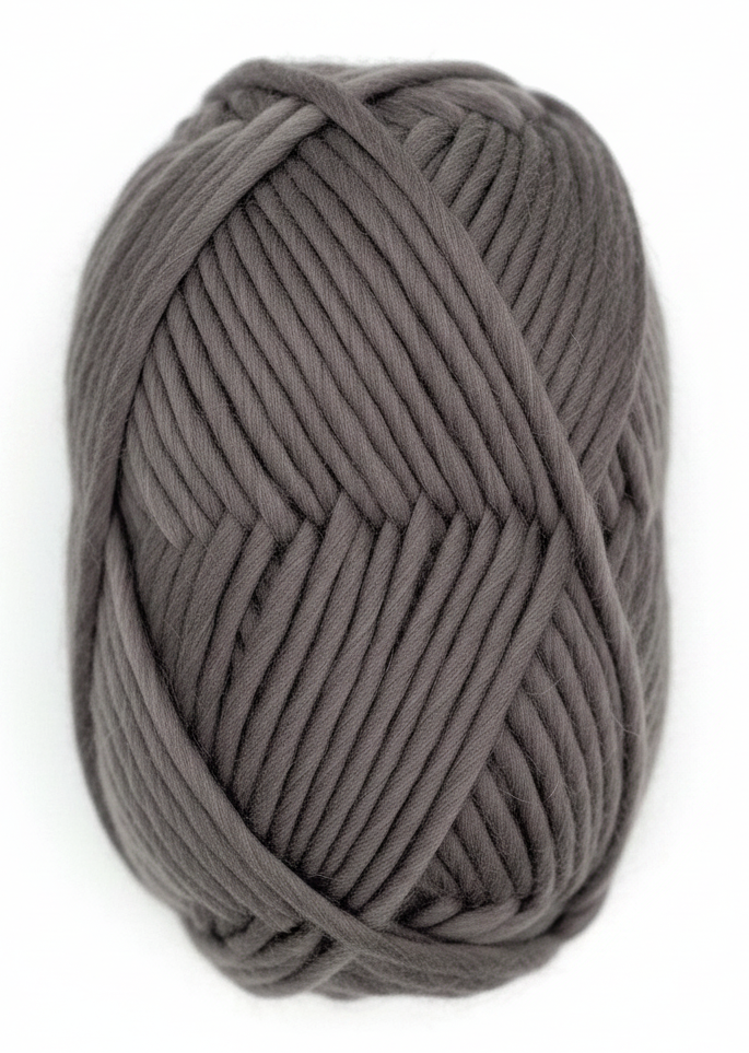 Bulky Weight Yarn 100% Merino Wool Super Bulky Yarn Weight 6 Chunky Natural Wool Yarn for Knitting & Crochet Quick Project Yarn. A ball of chunky gray yarn with a red and white paper label reading 'World of Wool Chubbs Super Chunky 100% Merino Yarn', shown on a white background with a wooden knitting needle partially visible on the right.