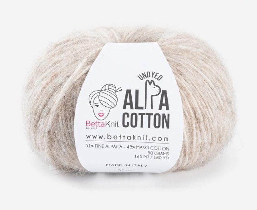 Alpaca Cotton Yarn Airy Blown Yarn Light and Soft Wool Fluffy Yarn for Sweaters Shawls Sport DK Weight Alpa Cotton by BettaKnit Italian Wool