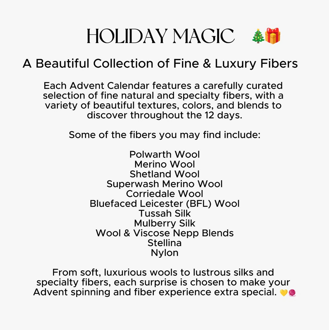 Fiber Advent Calendar 12 Days Natural Fiber Wool Yarn Advent Calendar Gift Spinning Knitting Crochet Gift Fiber Lover Gift Weave Felt 3D Art
