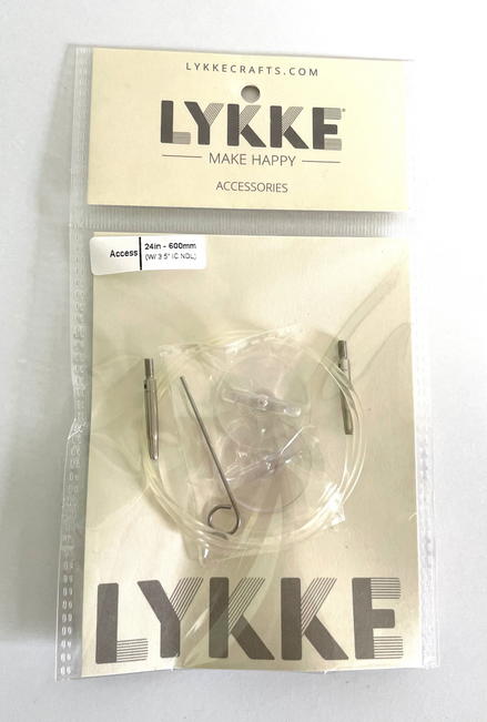 Lykke Knitting Cords SET of 3 Cables Cords Clear Color Size 16 20 24 Inches For Interchangeable Knitting Needle Rotating Cord Key Stopper