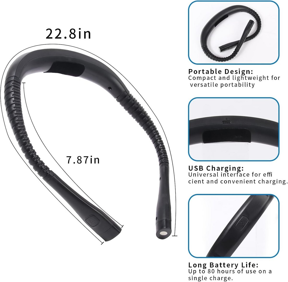 Neck Light Knitting Crochet 3 color adjustable brightness rechargeable LED Lamp