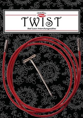 Chiaogoo Knitting Cable Red Lace TWIST Steel Cord Small (S) and Large (L) Sizes 8 14 22 30 37 50 Inches Memory Free Knitting Cable Interchangeable