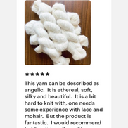 Baby Suri and Silk Hypoallergenic Best Option for Sensitive Skin Substitute for Mohair Super Soft and Fluffy Lace weight for Itself and or Combine with Wool