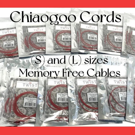 Chiaogoo Knitting Cable Red Lace TWIST Steel Cord Small (S) and Large (L) Sizes 8 14 22 30 37 50 Inches Memory Free Knitting Cable Interchangeable