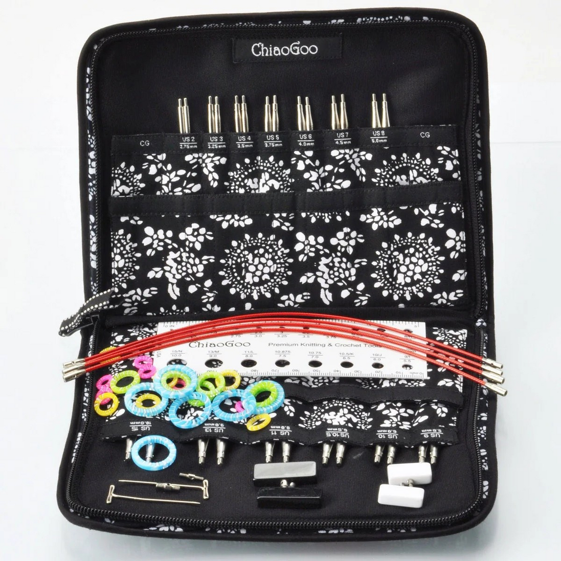 Chiaogoo Knitting Needle 4 inches Chiaogoo 5" Red Lace TWIST Knitting Needle Interchangeable Circular Needle Set US 2 - US 15
