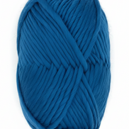 Bulky Weight Yarn 100% Merino Wool Super Bulky Yarn Weight 6 Chunky Natural Wool Yarn for Knitting & Crochet Quick Project Yarn. A skein of chunky blue merino yarn with a red and white label reading 'World of Wool Chubbs' on a white marble background.