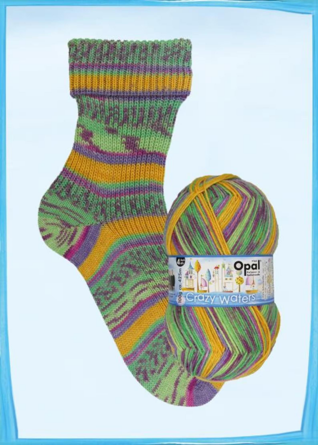 Sock Yarn Opal Wool and Nylon Yarn Sock Fingering Weight for Knitters and Crocheters Multicolor Wool Ideal for Family Holiday Gifts Soft Wool Memory Funny Fruits Crazy Waters Collections