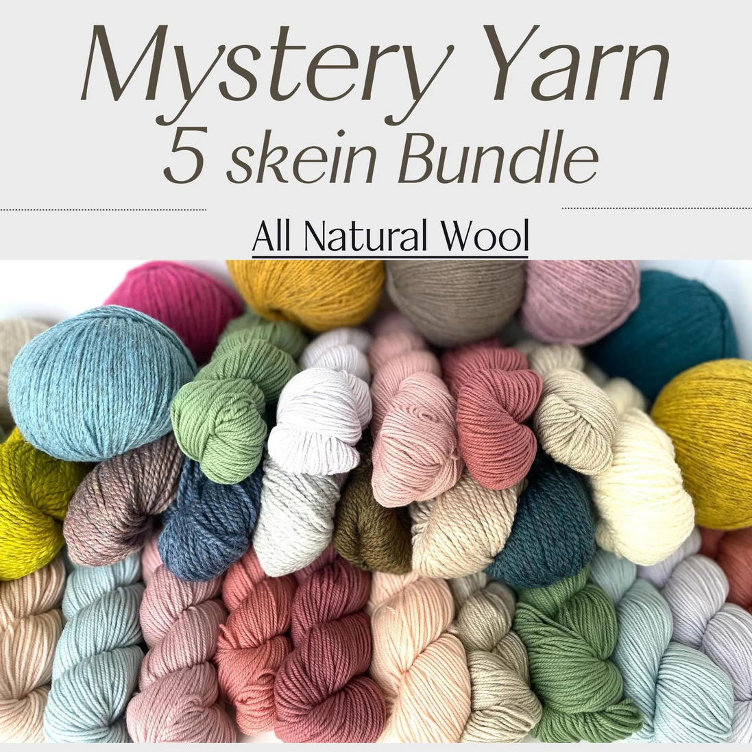 Mystery Yarn 100% Wool Non-Superwash Yarn Mystery Bundle Gift for Knitter Crocheter 250g Fingering Sport Worsted Surprise Curated Gift Bag Natural Fibers