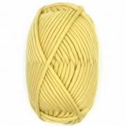 Bulky Weight Yarn 100% Merino Wool Super Bulky Yarn Weight 6 Chunky Natural Wool Yarn for Knitting & Crochet Quick Project Yarn. A skein of mustard yellow yarn with a white and maroon paper label reading 'World of Wool Chubbs' on a white marble background.