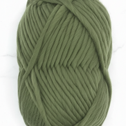 Bulky Weight Yarn 100% Merino Wool Super Bulky Yarn Weight 6 Chunky Natural Wool Yarn for Knitting & Crochet Quick Project Yarn. A skein of olive green chunky yarn with a red and white paper label reading 'World of Wool Chubbs' on a white marble background.