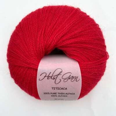 Holst Garn Titicaca Yarn is a Lace Weigh Plump Fluffy Alpaca with Soft Halo Ideal for Mohair Replacement in many colors like Pink Green Red Gray Blue Beige White Purple Brown