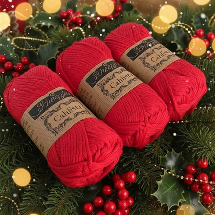 Cotton Yarn Scheepjes Cahlista Christmas Color Red Green White Handmade Household Ornament Housewarming Gift Holiday Baby Blanket Christmas Home Decor