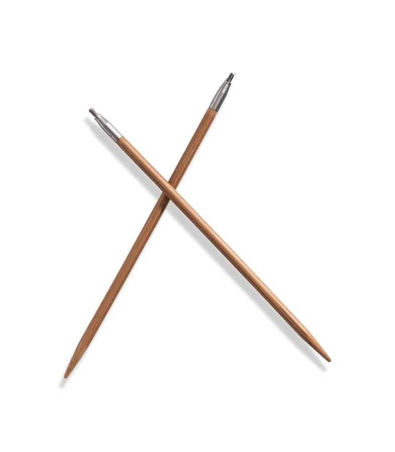 5" Wooden Knitting Needles 13 cm Chiaogoo Bamboo Needle TIPS SPIN Interchangeable Needle All Sizes US3 4 5 6 7 8 9 10 10.5 11 for Red Lace Cable Smooth Knitting Lightweight. Two wooden knitting needles crossed in an X shape on a clean white background.