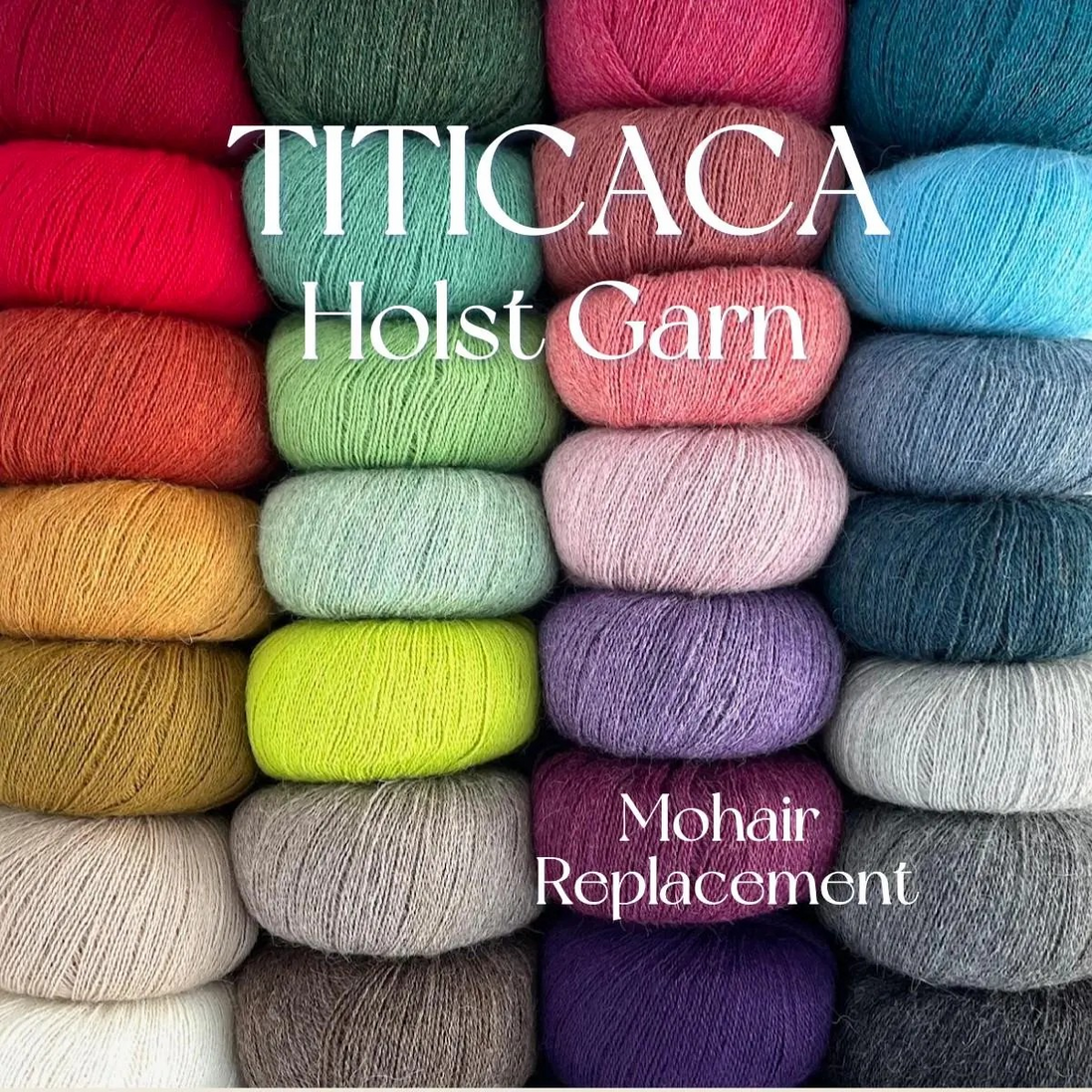 Holst Garn Titicaca Yarn is a Lace Weigh Plump Fluffy Alpaca with Soft Halo Ideal for Mohair Replacement in many colors like Pink Green Red Gray Blue Beige White Purple Brown