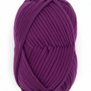 Bulky Weight Yarn 100% Merino Wool Super Bulky Yarn Weight 6 Chunky Natural Wool Yarn for Knitting & Crochet Quick Project Yarn. A skein of chunky purple yarn wrapped with a paper label that reads 'World of Wool Chubbs Super Chunky 100% Merino Yarn' on a white marble background.