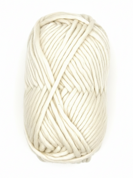 Bulky Weight Yarn 100% Merino Wool Super Bulky Yarn Weight 6 Chunky Natural Wool Yarn for Knitting & Crochet Quick Project Yarn. A single ball of thick, cream-colored yarn photographed from directly above on a clean white background.