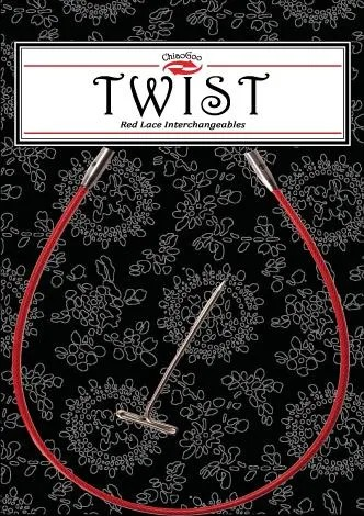 Chiaogoo Knitting Cable Red Lace TWIST Steel Cord Small (S) and Large (L) Sizes 8 14 22 30 37 50 Inches Memory Free Knitting Cable Interchangeable
