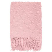 Knit Throw Blanket Soft Lightweight Warm Cozy All Season Sofa Bed Couch Fade Resistant Accent Diamond Pattern Fringe Gift Textured