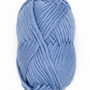 Bulky Weight Yarn 100% Merino Wool Super Bulky Yarn Weight 6 Chunky Natural Wool Yarn for Knitting & Crochet Quick Project Yarn. A single ball of light periwinkle blue chunky yarn with a red and white paper label reading 'World of West Chubbs Super Chunky 100% Merino Yarn', set against a white marble background.