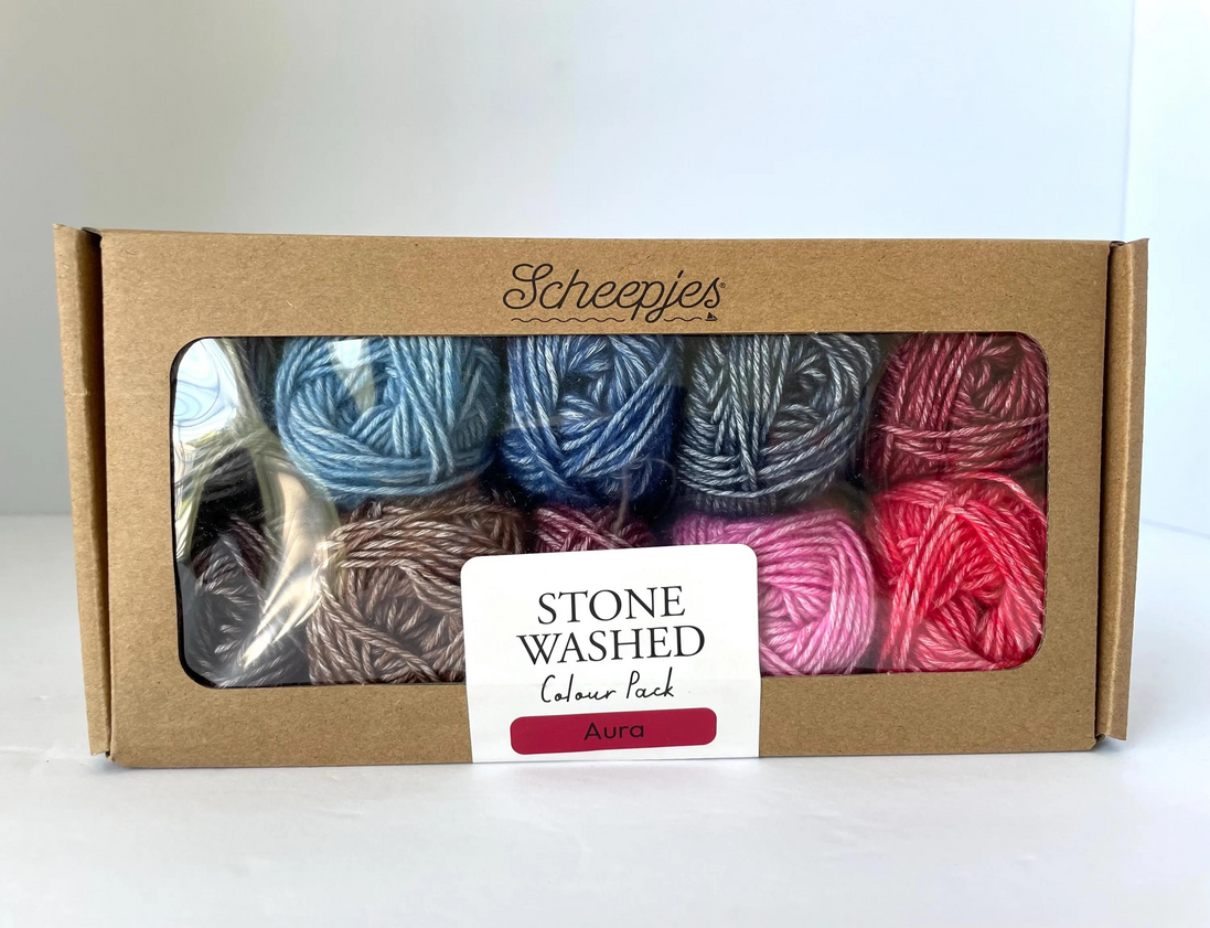 Scheepjes Color Pack Stone Washed Sport Yarn Set Gift Boxes Softfun Cotton Acrylic DK Schachenmayr Catania Baby Box Gift for Crochet Lover and Knitter Beginner Friendly and Holiday Gifting